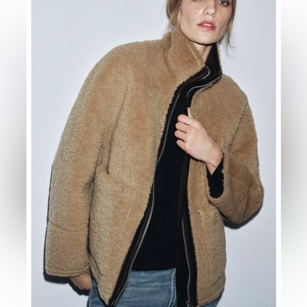 Zara Women's Beige Teddy Jacket